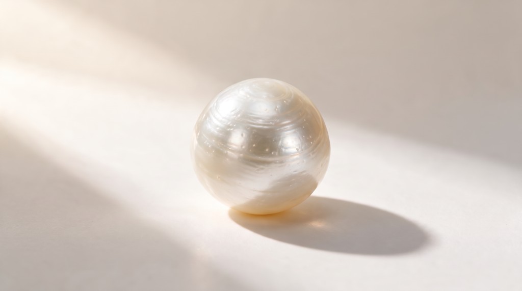 Natural pearl with organic surface and lustre