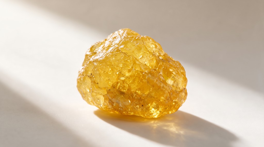 Rough natural yellow sapphire crystal